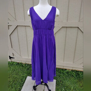 NWT LK Bennett UK12 Eur40 US8 Purple silk chiffon sleeveless Greca dress
